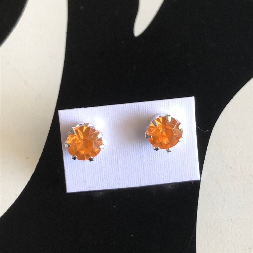 4 for $20 Orange and Silver Stud Earrings